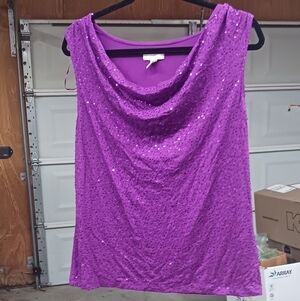 Charter Club Purple Sequin Blouse